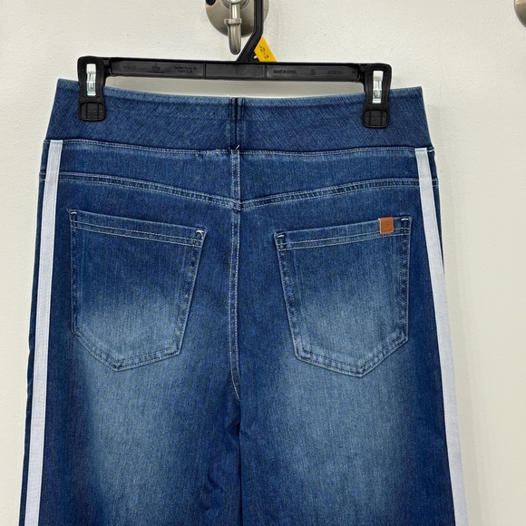 Halara Flex High Waisted Striped Wide Leg Track Jeans with Pockets Pageant Blue - Picture 9 of 11